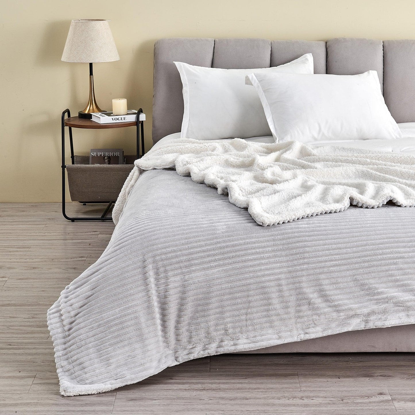 Ribbed Sherpa Throw Blanket - Corduroy Collection