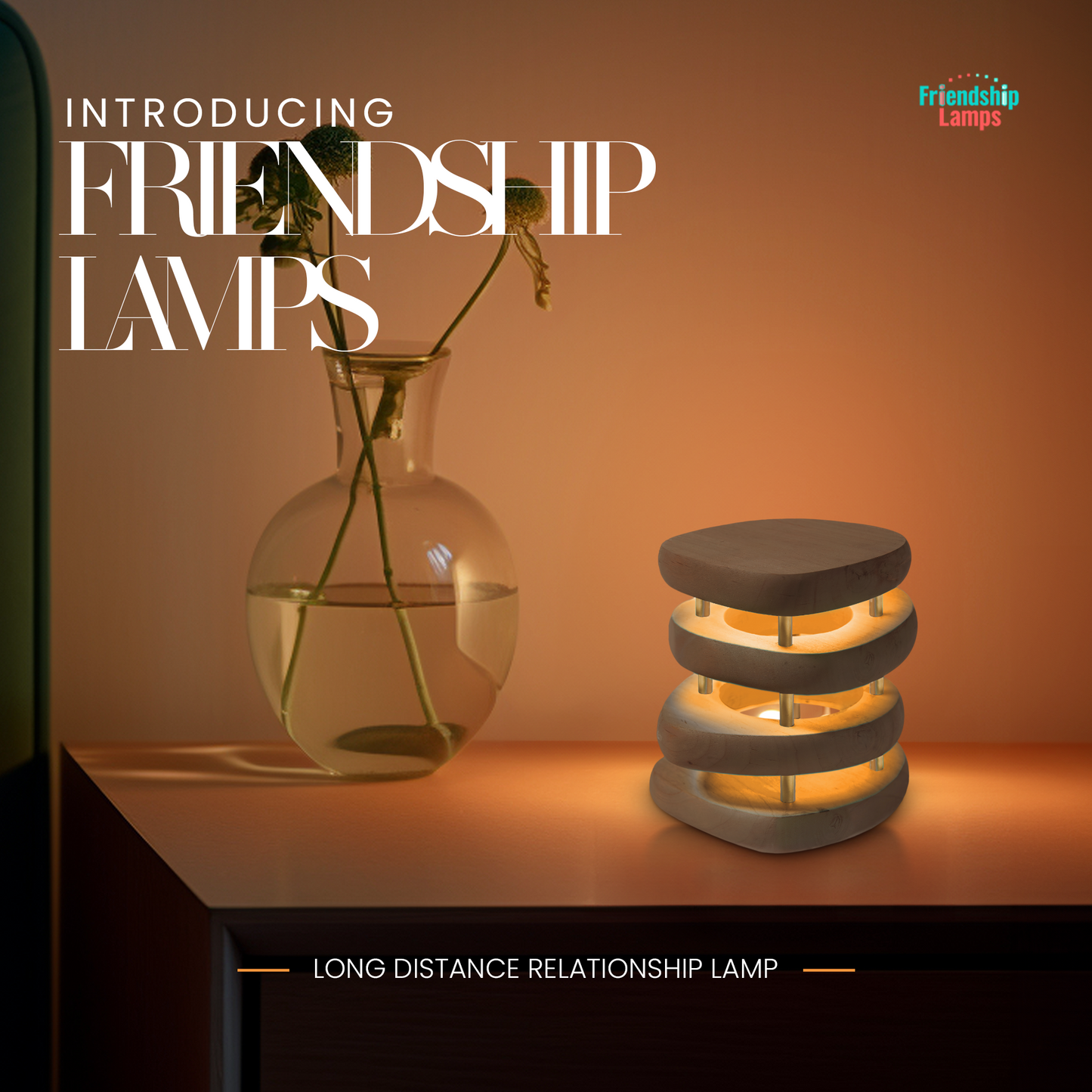 Mid-Century Design Friendship Lamp – Retro Wi-Fi Touch Lamp | Stay Connected Through Time & Distance