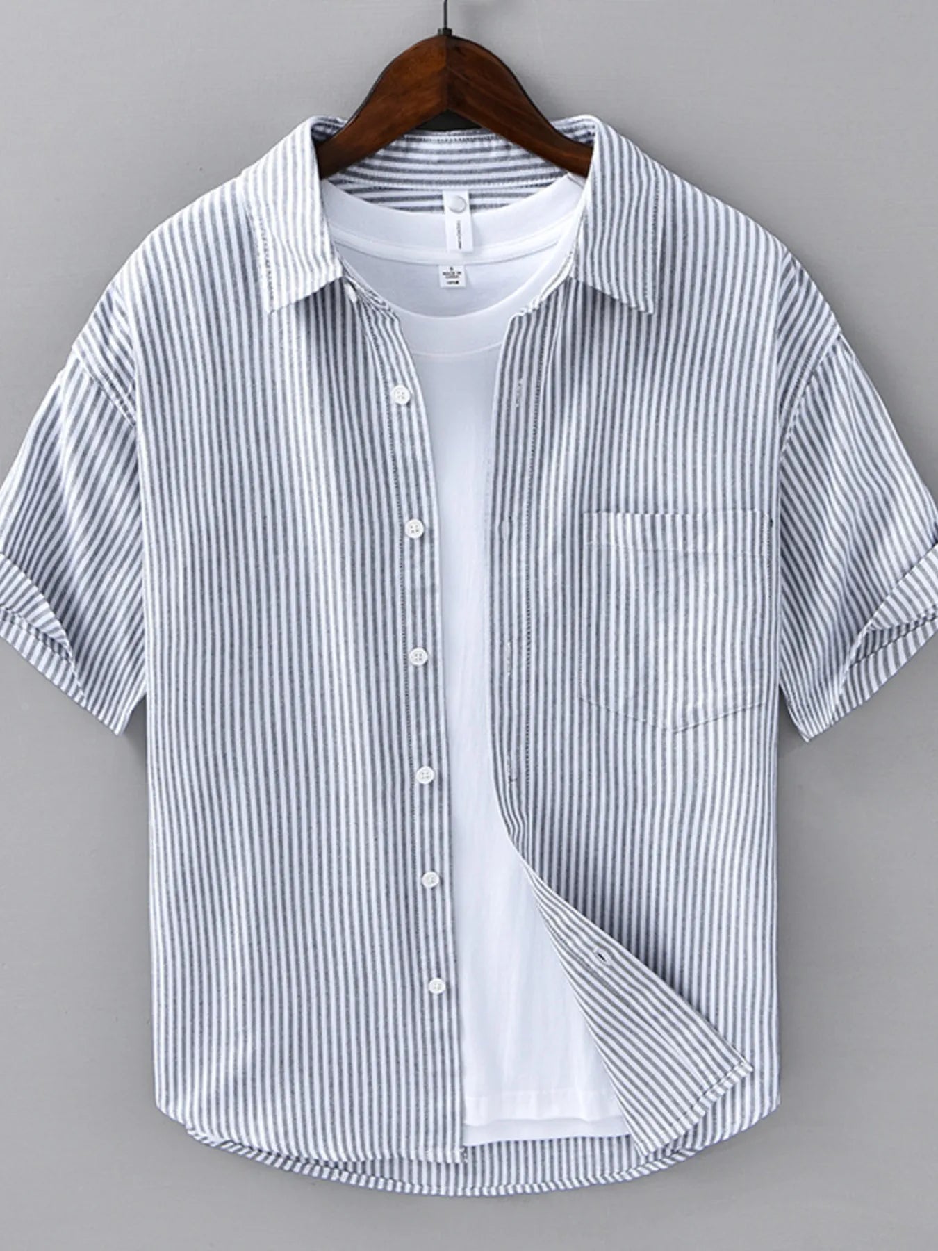 Men's Plus Size Casual Striped Short Sleeve Shirt
