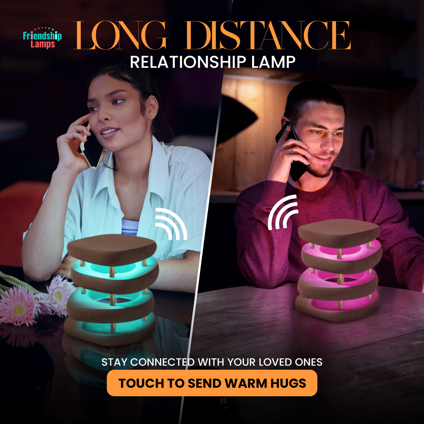 Mid-Century Design Friendship Lamp – Retro Wi-Fi Touch Lamp | Stay Connected Through Time & Distance