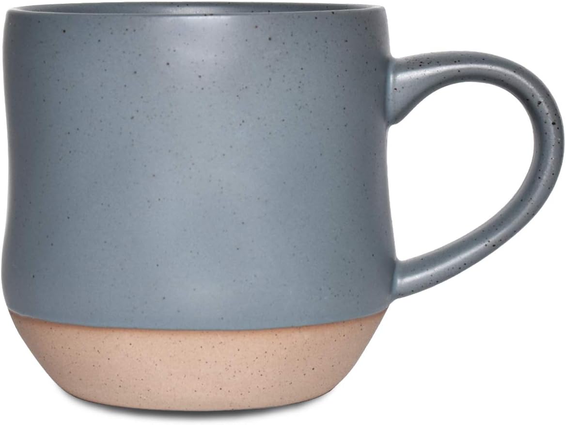 Bosmarlin Large Stoneware Speckled Coffee Mugs Set of 2, Big Tea Cup, 17 Oz, Dishwasher and Microwave Safe