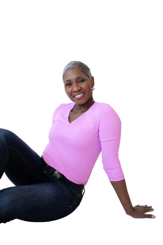 Deborah V-Neck 3/4 Sleeve Top - Seasonal Colors