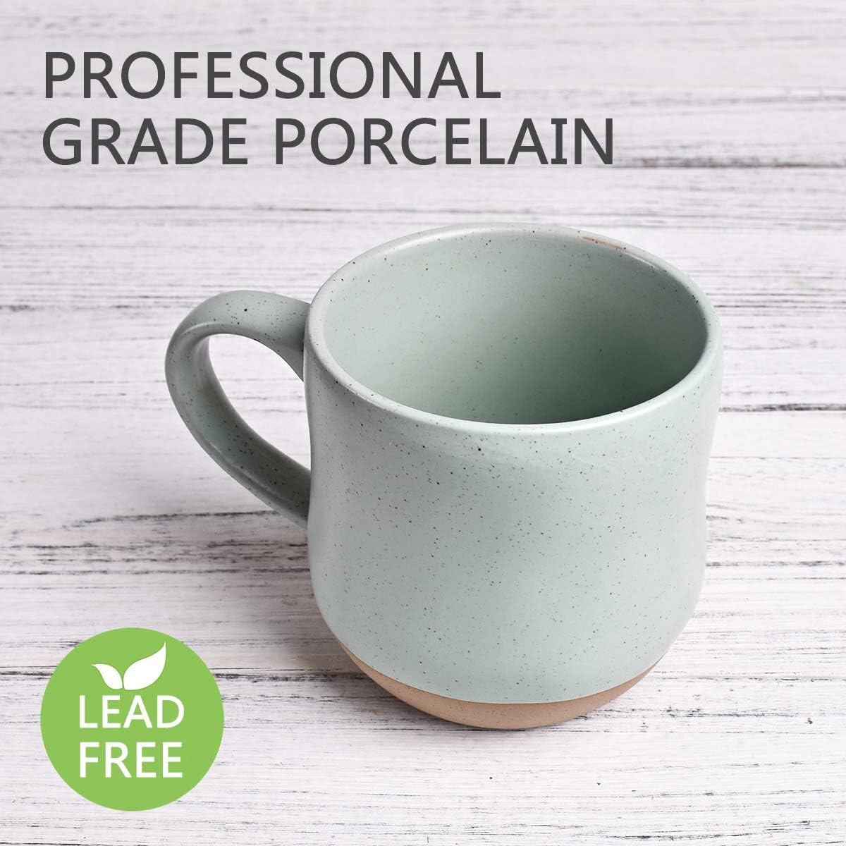 Bosmarlin Large Stoneware Speckled Coffee Mugs Set of 2, Big Tea Cup, 17 Oz, Dishwasher and Microwave Safe