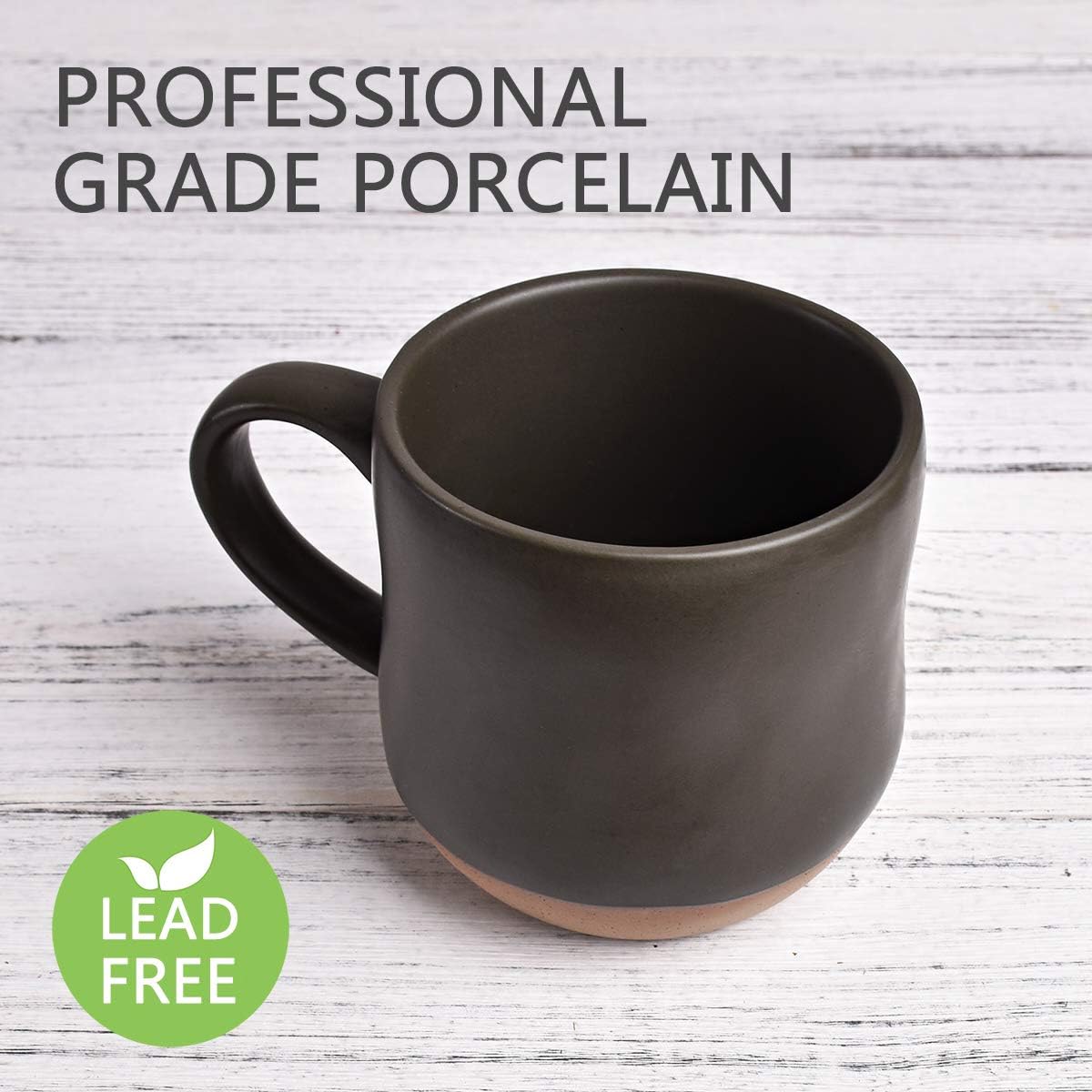 Bosmarlin Large Stoneware Speckled Coffee Mugs Set of 2, Big Tea Cup, 17 Oz, Dishwasher and Microwave Safe