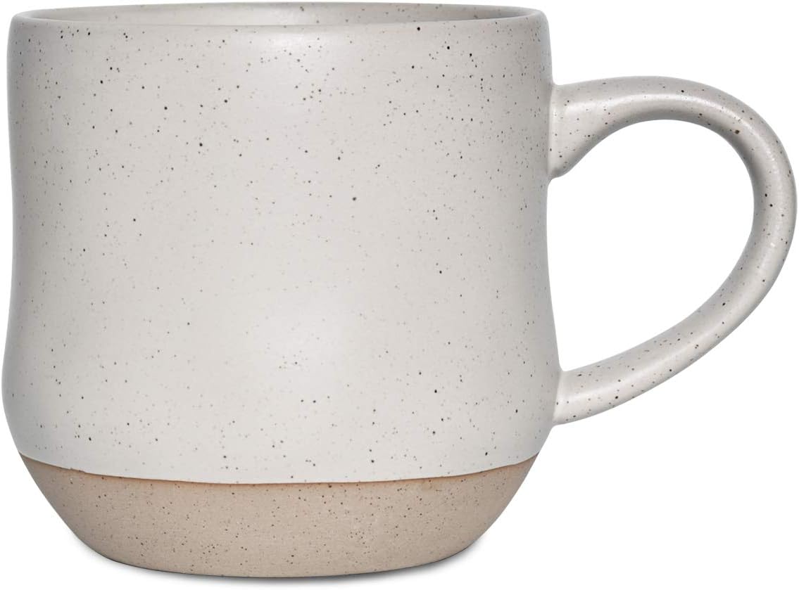 Bosmarlin Large Stoneware Speckled Coffee Mugs Set of 2, Big Tea Cup, 17 Oz, Dishwasher and Microwave Safe