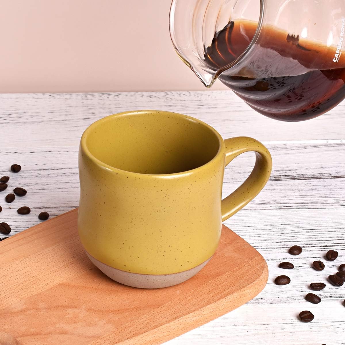 Bosmarlin Large Stoneware Speckled Coffee Mugs Set of 2, Big Tea Cup, 17 Oz, Dishwasher and Microwave Safe