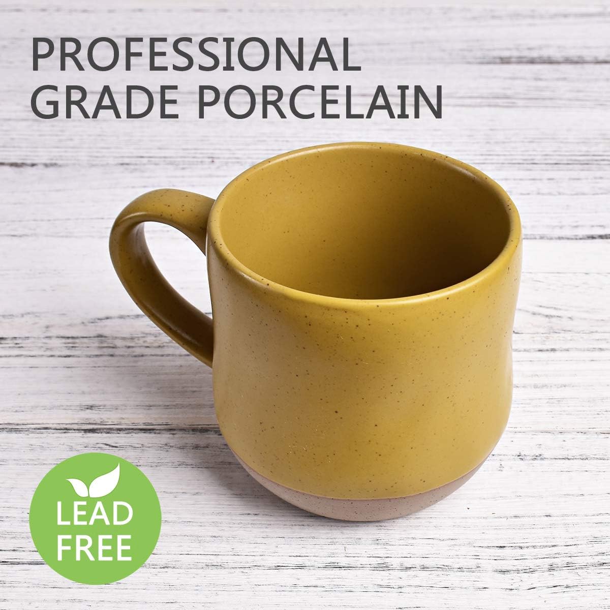 Bosmarlin Large Stoneware Speckled Coffee Mugs Set of 2, Big Tea Cup, 17 Oz, Dishwasher and Microwave Safe