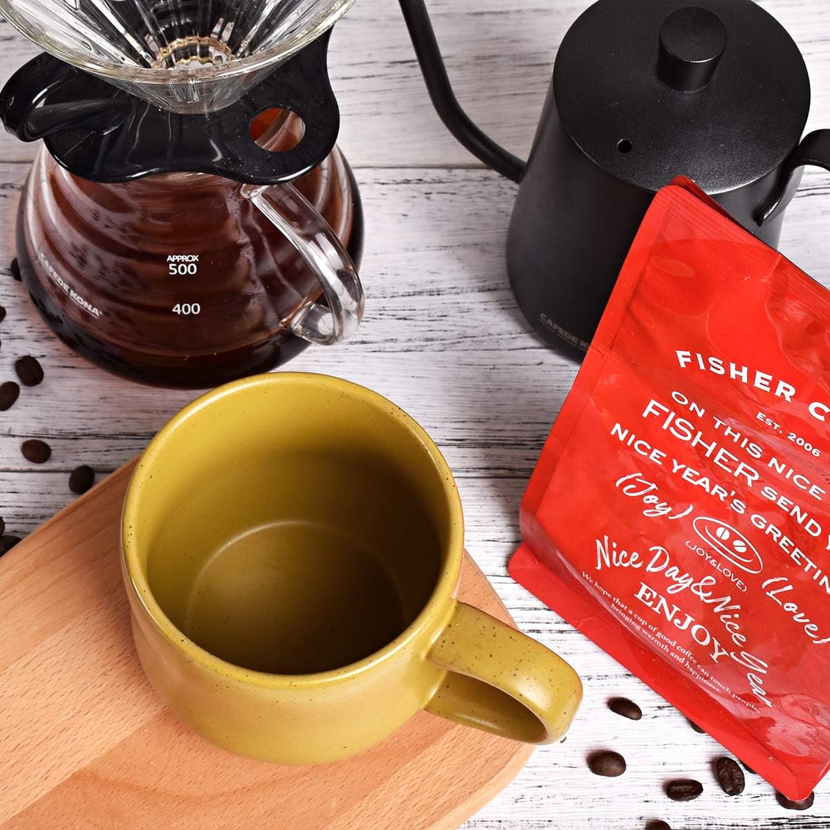 Bosmarlin Large Stoneware Speckled Coffee Mugs Set of 2, Big Tea Cup, 17 Oz, Dishwasher and Microwave Safe