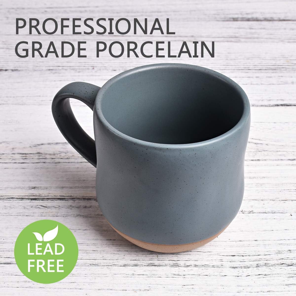Bosmarlin Large Stoneware Speckled Coffee Mugs Set of 2, Big Tea Cup, 17 Oz, Dishwasher and Microwave Safe