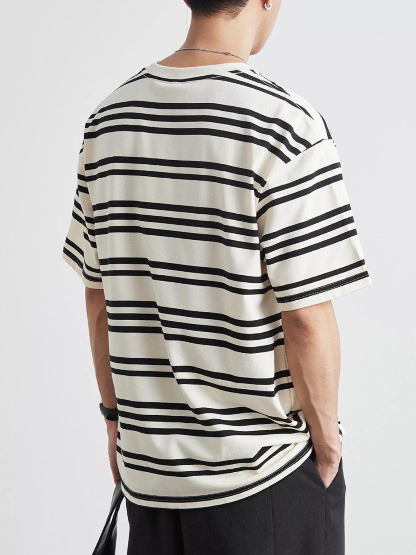 Men's Plus Size Striped Casual Round Neck T-Shirt