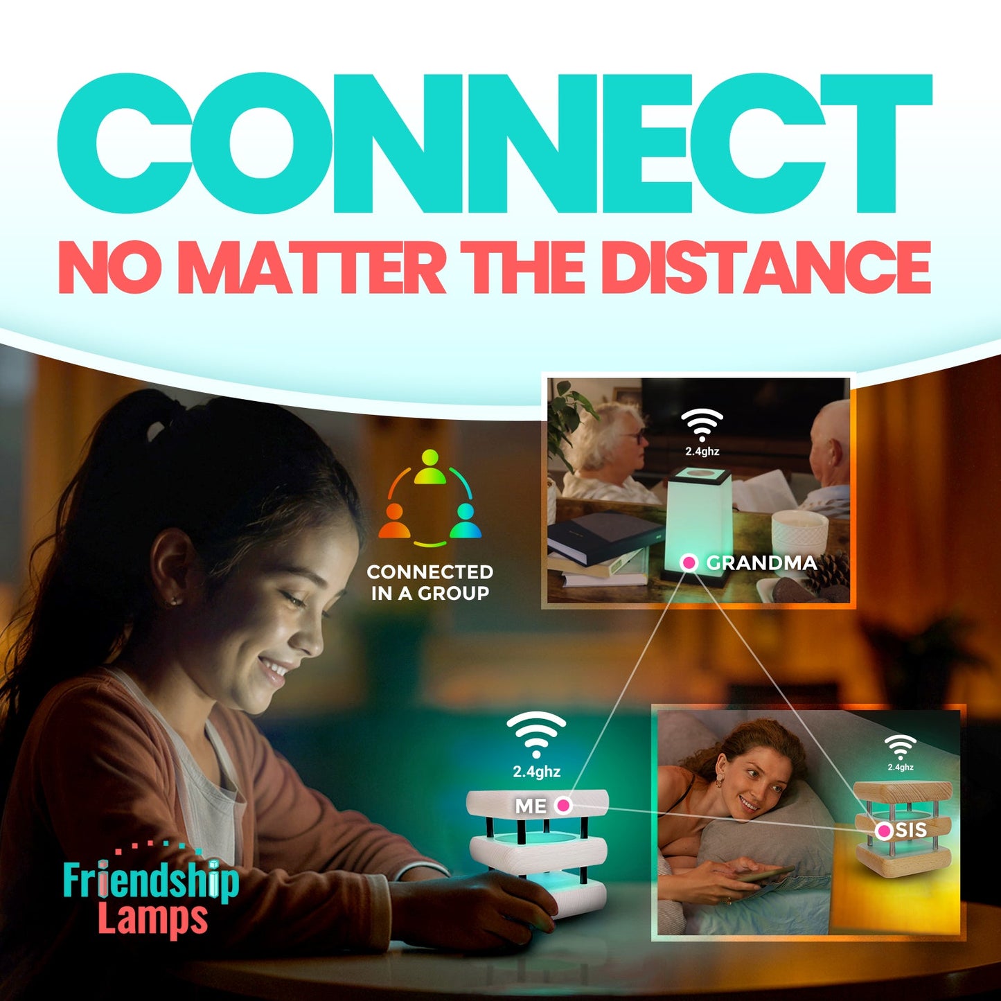 Mid-Century Design Friendship Lamp – Retro Wi-Fi Touch Lamp | Stay Connected Through Time & Distance