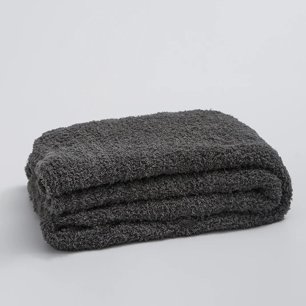 DecorBites™ Fuzzy Downy Knitted Throw Blanket - Soft & Cozy Microfiber Quilt for Sofa, Bed, and Air Conditioning Room