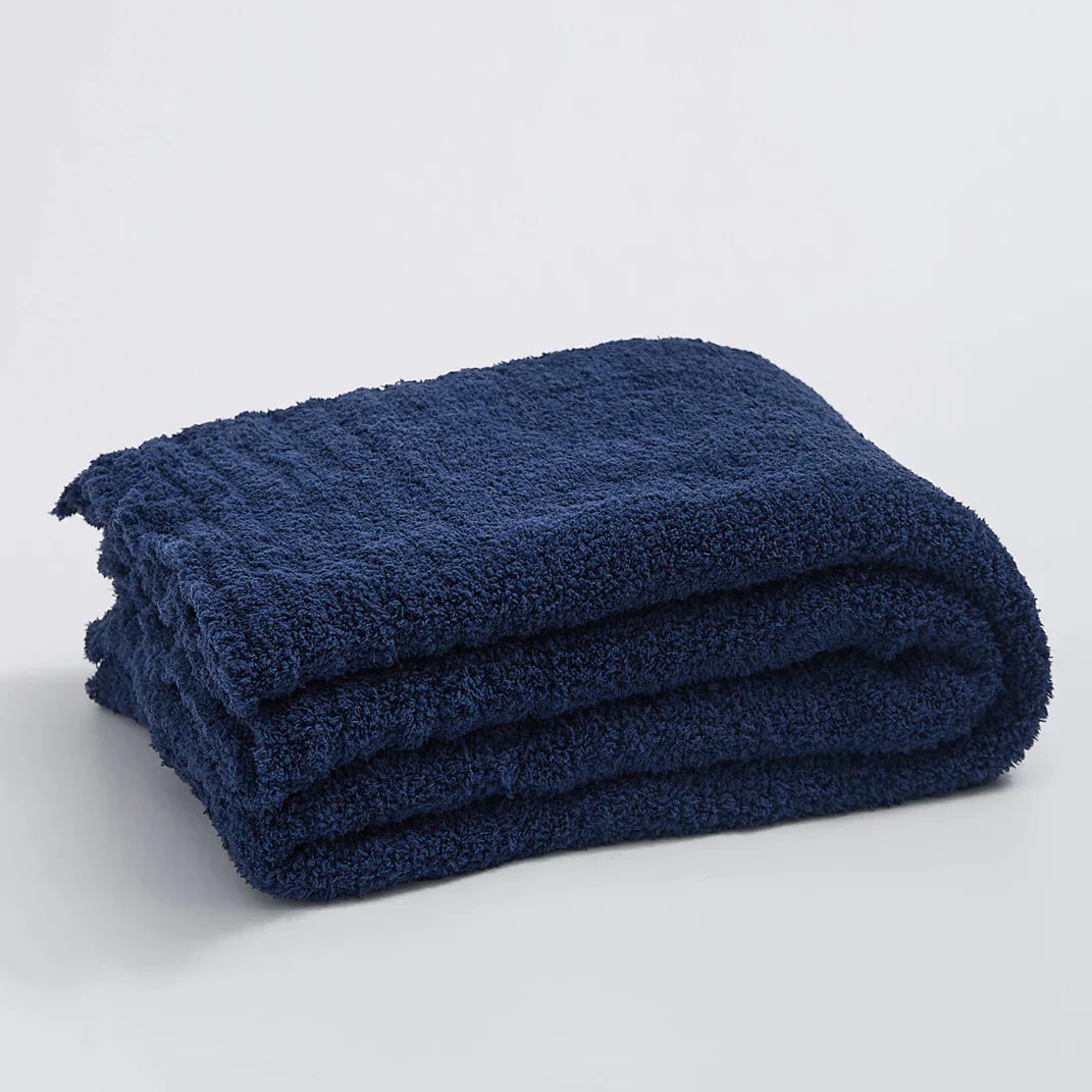DecorBites™ Fuzzy Downy Knitted Throw Blanket - Soft & Cozy Microfiber Quilt for Sofa, Bed, and Air Conditioning Room