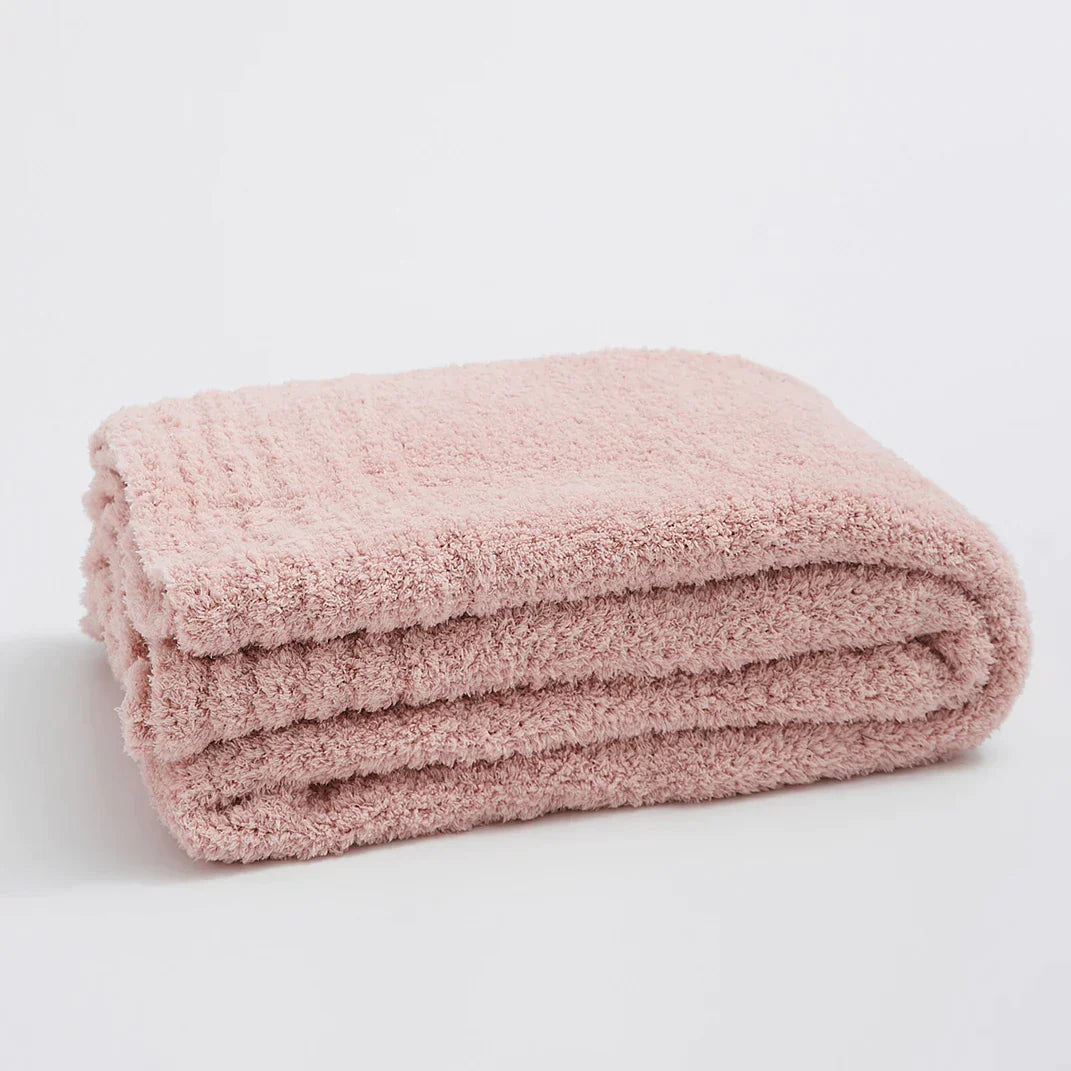 DecorBites™ Fuzzy Downy Knitted Throw Blanket - Soft & Cozy Microfiber Quilt for Sofa, Bed, and Air Conditioning Room