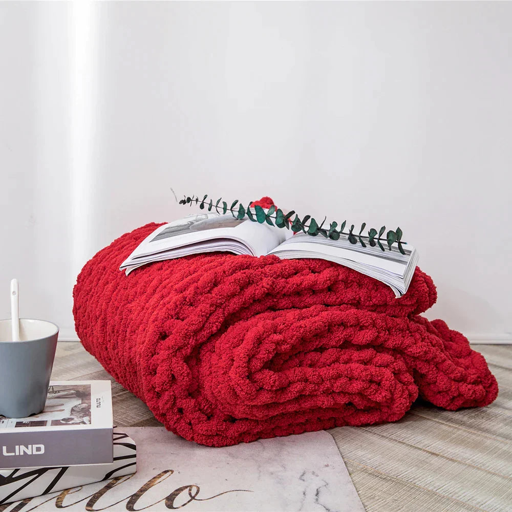 DecorBites™ Cozy Chenille Chunky Knit Blanket - Soft Decorative Throw for Bed, Sofa, Living Room - Summer Quilt or Rug Alternative