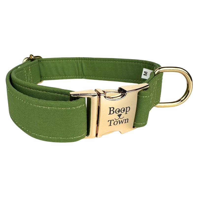Boop Town Durable Soft Cotton Dog Collar With Nylon Core Quick Release Metal Buckle Adjustable for Girls Boys Small Medium Large Comfortable Pet Products Reduces Hair Matting Gold Tone Zinc Alloy Hardware