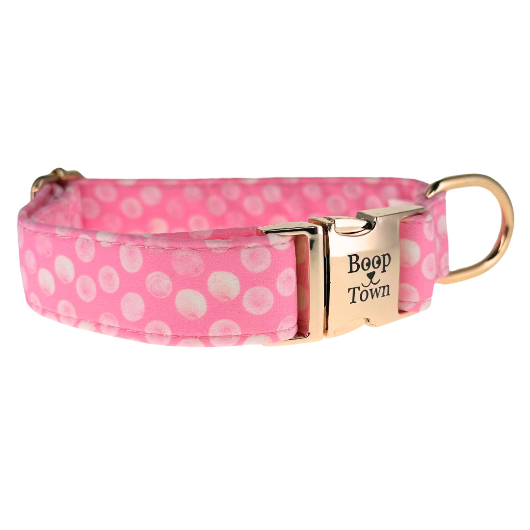 Boop Town Durable Soft Cotton Dog Collar With Nylon Core Quick Release Metal Buckle Adjustable for Girls Boys Small Medium Large Comfortable Pet Products Reduces Hair Matting Gold Tone Zinc Alloy Hardware
