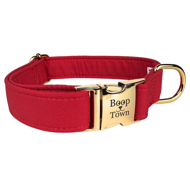 Boop Town Durable Soft Cotton Dog Collar With Nylon Core Quick Release Metal Buckle Adjustable for Girls Boys Small Medium Large Comfortable Pet Products Reduces Hair Matting Gold Tone Zinc Alloy Hardware