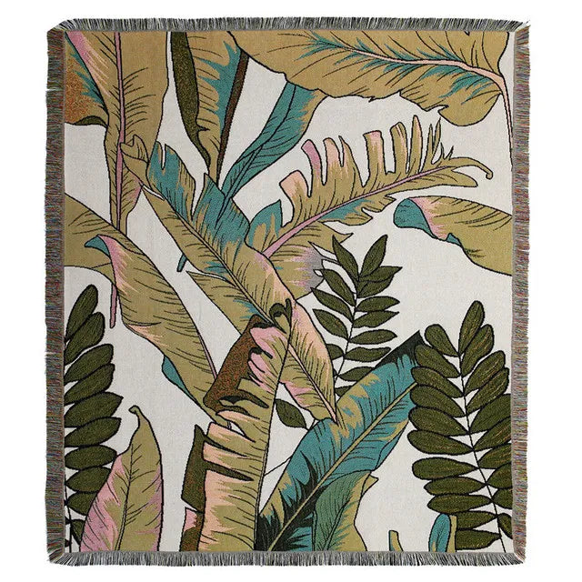 DecorBites™ Boho Floral Cotton Blanket - Soft Bedspread for Beds, Sofa & Living Room