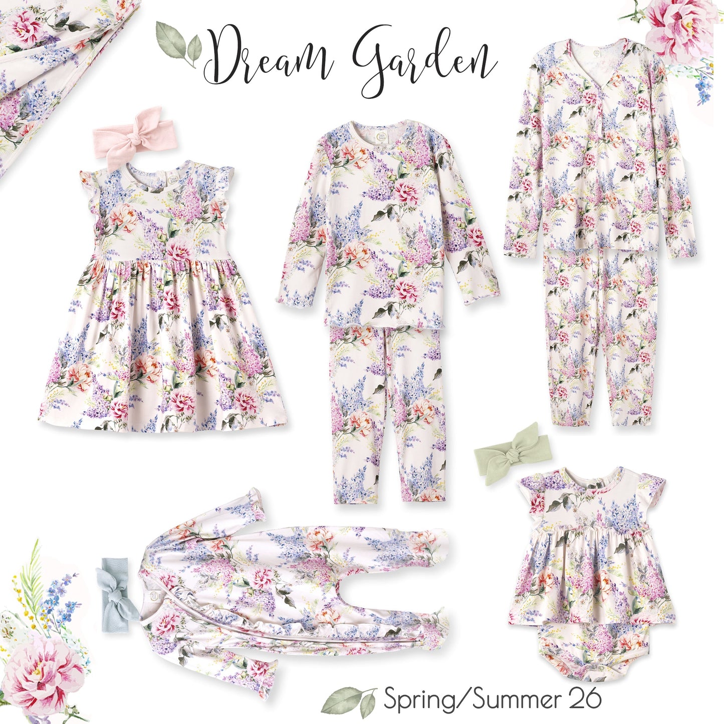 Watercolor Floral Bamboo Baby Girl Zipper Romper