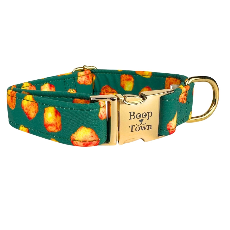 Boop Town Durable Soft Cotton Dog Collar With Nylon Core Quick Release Metal Buckle Adjustable for Girls Boys Small Medium Large Comfortable Pet Products Reduces Hair Matting Gold Tone Zinc Alloy Hardware