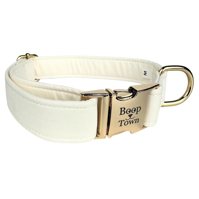 Boop Town Durable Soft Cotton Dog Collar With Nylon Core Quick Release Metal Buckle Adjustable for Girls Boys Small Medium Large Comfortable Pet Products Reduces Hair Matting Gold Tone Zinc Alloy Hardware