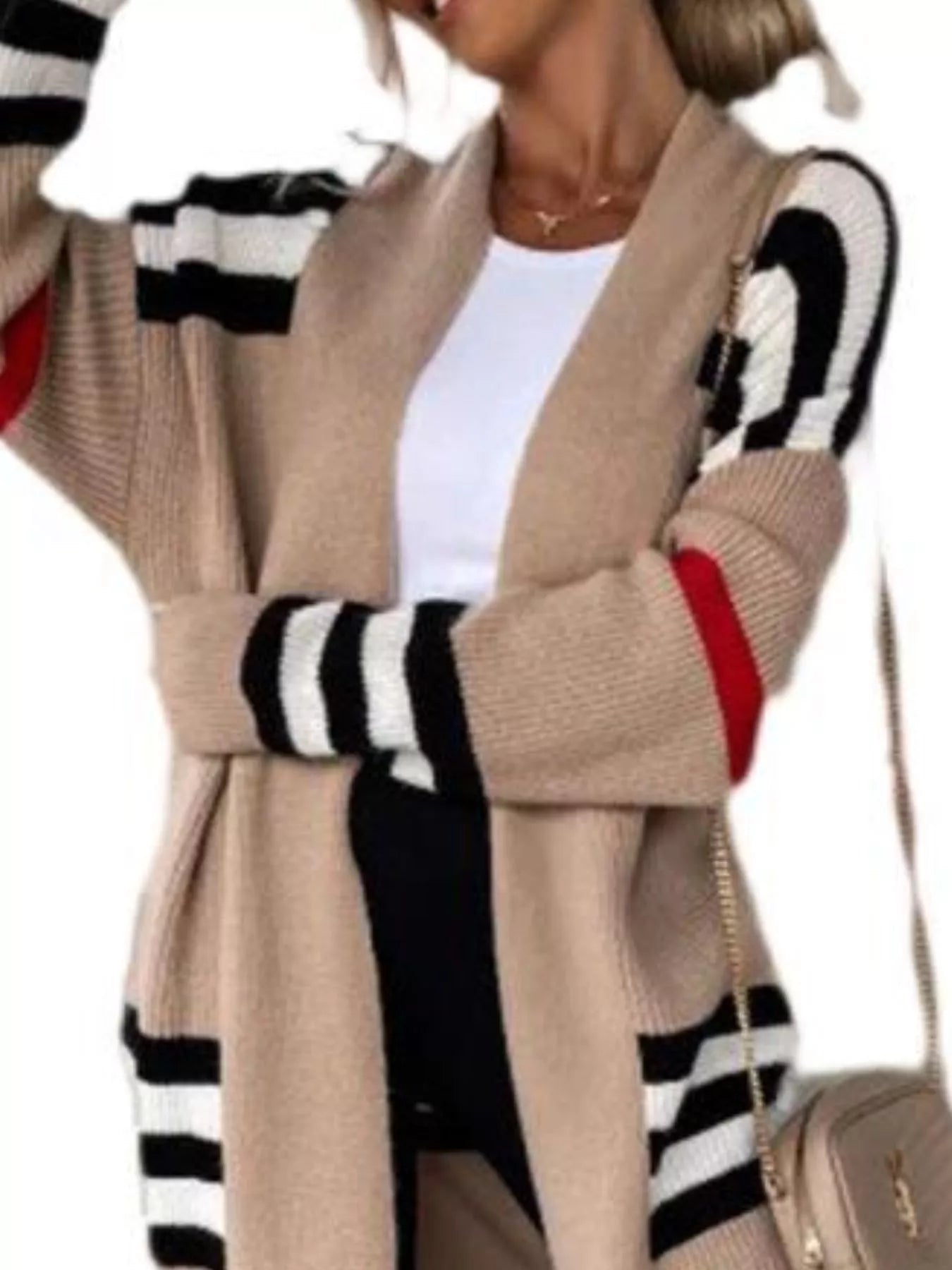Striped Longline Open Front Cardigan