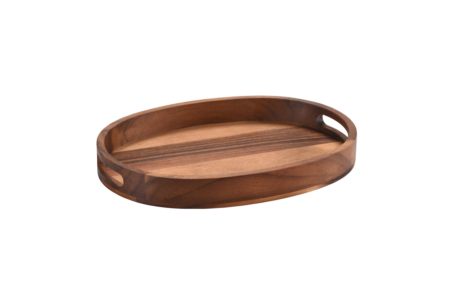 Acacia Wood Small Oval Serving Tray Handcrafted Durable Natural Decor