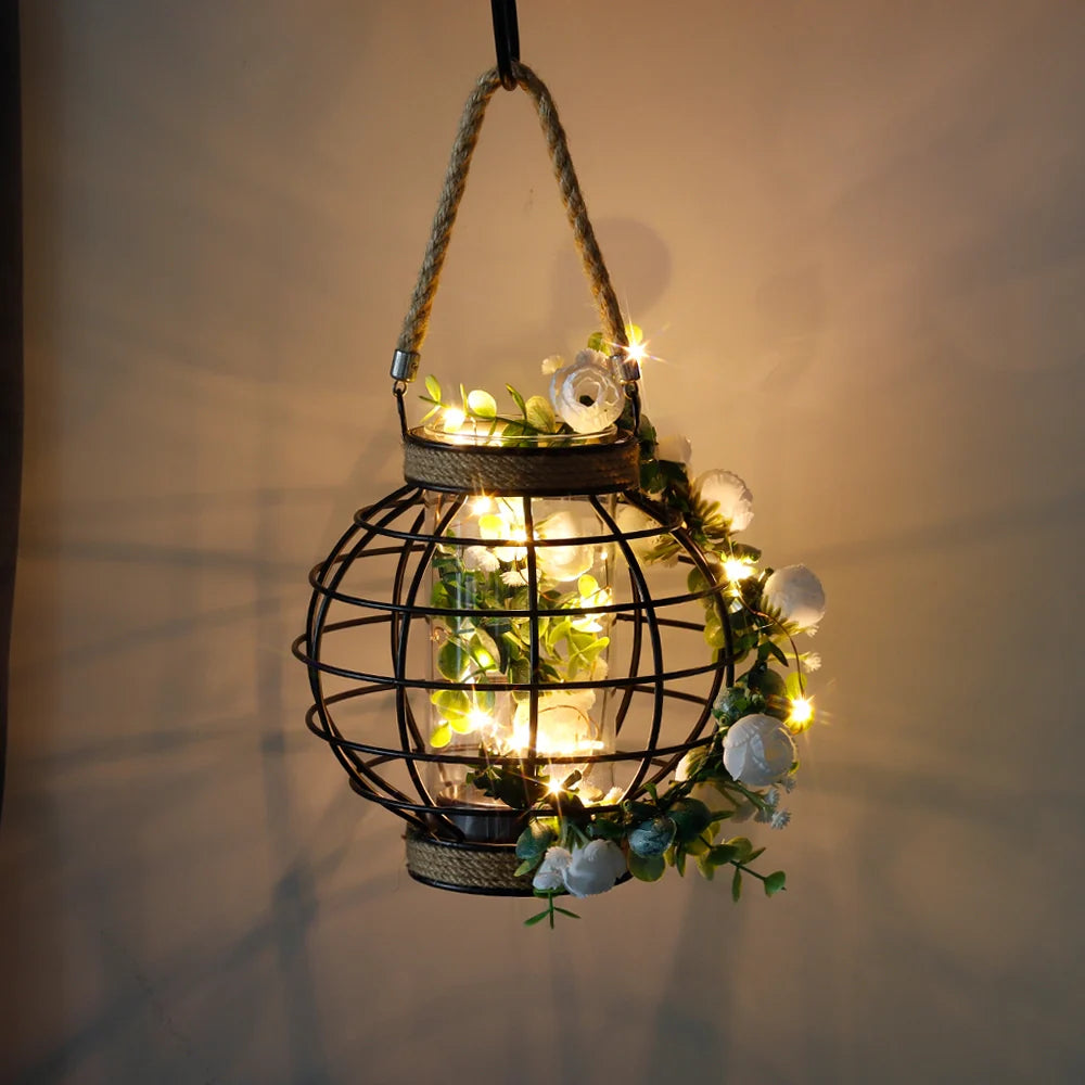 7.3" Tall Battery Powered Table Lamp-Hemp Rope Cage-Style Fairy Decorative Table Lamp