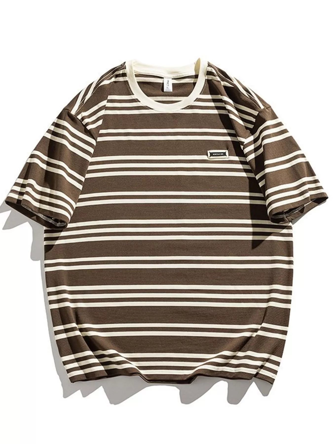 Men's Plus Size Striped Casual Round Neck T-Shirt