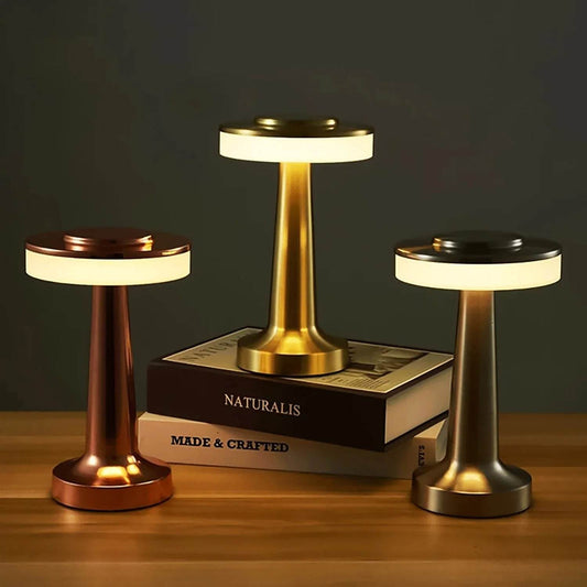 Retro USB Rechargeable LED Table Lamp – Dimmable Night Light for Bedroom, Bar, or Camping – Vintage Ambient Lighting