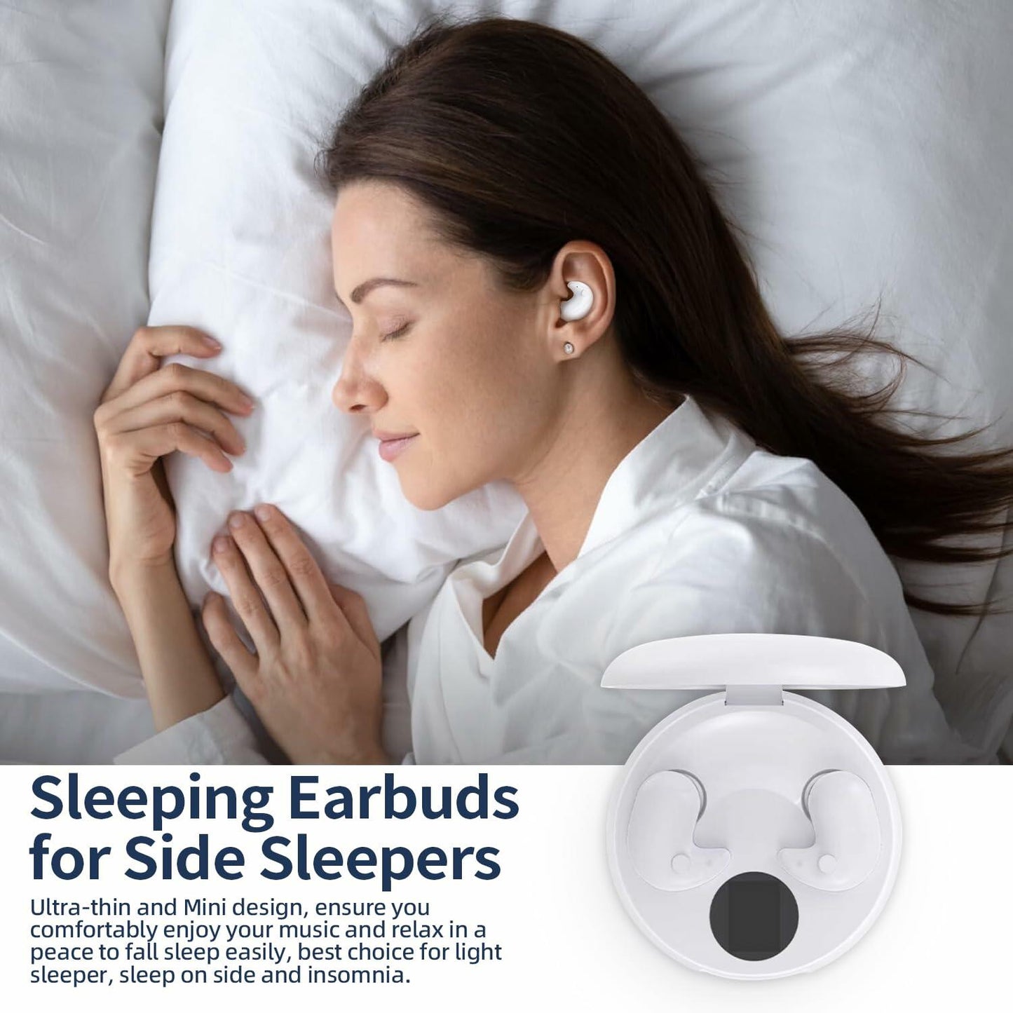 Generic Wireless Bluetooth 5.3 Sleep Headphones Noise Canceling Earbuds White